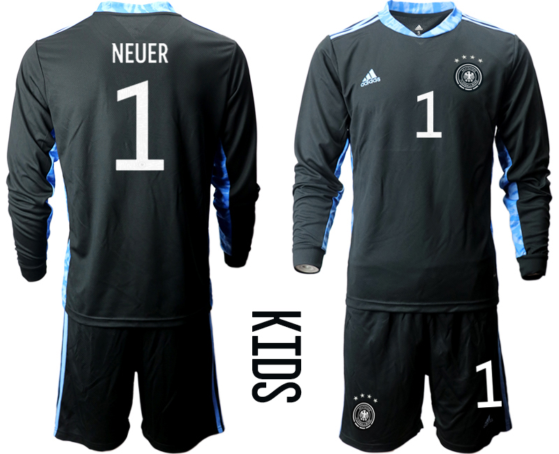 Youth 2021 European Cup Germany black Long sleeve goalkeeper #1 Soccer Jersey1->germany jersey->Soccer Country Jersey